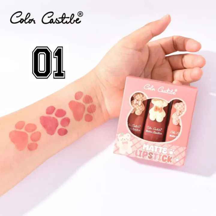 Color Castle Pack Of 3 Bear Shape Matte Lipstick