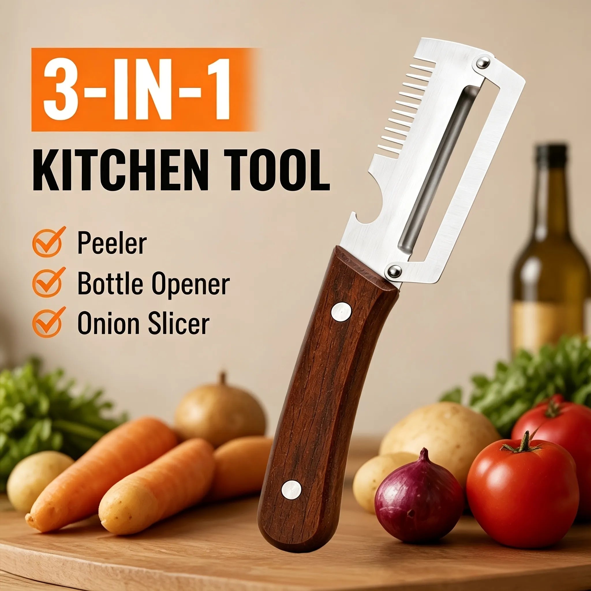 3-in-1 Multifunctional Vegetable Shredder, Peeler & Bottle Opener